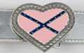 heart-shape pink and blue rebel flag pewter enameled belt buckle