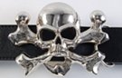 belt buckle, hollow eyed chrome skull and crossbones