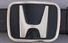 enameled belt buckle, Honda "H" in chrome on black