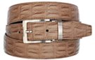 taupe crocodile embossed dress belt with nickel buckle