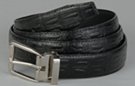 black crocodile embossed dress belt with nickel buckle