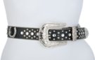 black rhinestone and horseshoe studded leather belt with rhinestone buckle set