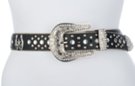 black rhinestone and lone-star horseshoe studded leather belt with rhinestone buckle set