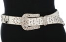 white rhinestone and lone-star horseshoe studded leather belt with rhinestone buckle set