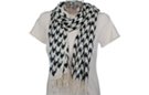 black and white houndstooth scarf/shawl with fringe
