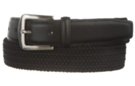 black hybrid stretch belt with black leather tabbing