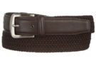 brown hybrid stretch belt with brown leather tabbing