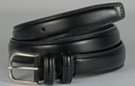 double stitched fine grain semi-gloss leather dress belt with nickel buckle