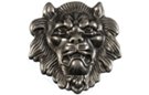 belt buckle, pewter lion's head with mane, shiny