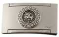 laquered gray box belt buckle with lion center