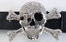jet and rhinestone Jolly Roger belt buckle