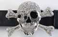 jet and rhinestone Jolly Roger belt buckle