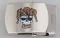 skull in cockscomb joker decal steel military-style buckle