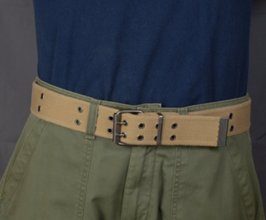 Riverberry Women's Canvas Double Grommet Hole Belt, Khaki, Size