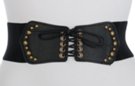 black corset lace and studs high waist stretch belt
