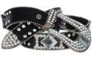 black Las Vegas rhinestone leather belt