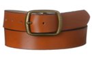 solid cowhide tan leather belt with zinc center bar buckle