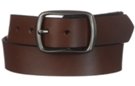 solid cowhide brown leather belt with pewter center bar buckle