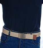 reversible brown leather and canvas belt