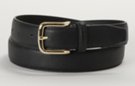 mens leather dress belt with gold buckle and leather retainer