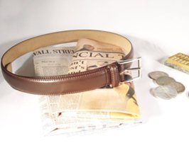 brown oil tanned smooth leather dress belt with silver dollars