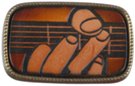 guitar fingers top-grain leather inlay western buckle