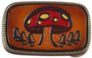 toadstool and mushroom top-grain leather inlay western buckle