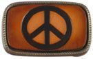 peace sign top-grain leather inlay western buckle