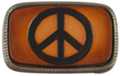 peace sign top-grain leather inlay western buckle