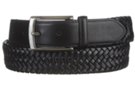 premium black plaited leather stretch belt