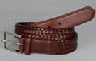 brown braided leather stretch belt