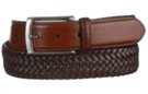 premium brown plaited leather stretch belt