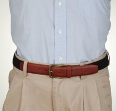 hybrid leather stretch belt with khakis