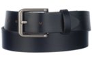 top grain oil tan black leather belt with snap-off buckle