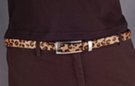 faux leopard skin belt, 3/4" with fine hair, nickel polish buckle and keeper