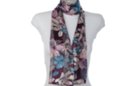 purple floral satin and sheer belt scarf