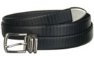 black lizard belly embossed dress belt with nickle buckle and tip