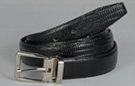 black lizard skin embossed dress belt with silver buckle