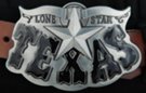 big "Texas" belt buckle with lone star and longhorn rack