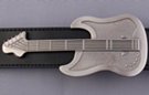 long nickel gray electric guitar shape belt buckle