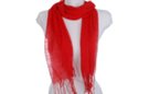 gauzy red summer fringe scarf