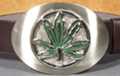 marijuana leaf spinner chrome oval buckle