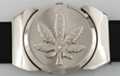 silver marijuana leaf rhinestone lighter buckle