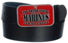 Marine Corps dog-tag buckle on black belt strap