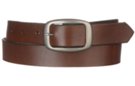 medium width full grain brown leather belt with center bar buckle