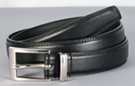 medium narrow men's leather dress belt with chrome buckle and retainer loop