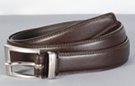 medium narrow men's leather dress belt with chrome buckle and retainer loop