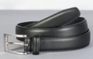 medium narrow men's grain leather dress belt, chrome buckle and leather retainer