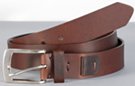 full grain harness-strap leather belt with nickel polish buckle