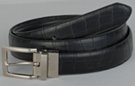black/brown croco reversible leather dress belt, nickel polish buckle
